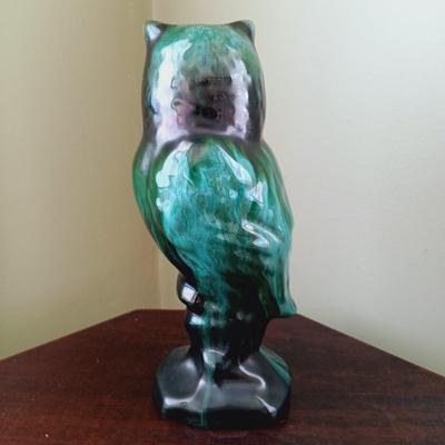 LOT 13: Old World Globe Made in Italy, Pottery Owl, Vintage Magnetic Travel Chess Set & Octogonal Side Table