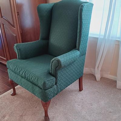 LOT 24: Cochrane Furniture Emerald Green Wingback Chair
