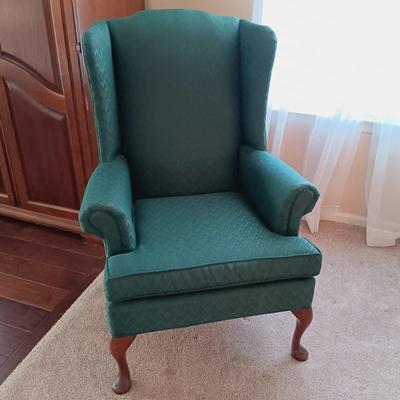 LOT 24: Cochrane Furniture Emerald Green Wingback Chair