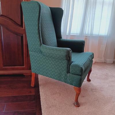 LOT 24: Cochrane Furniture Emerald Green Wingback Chair