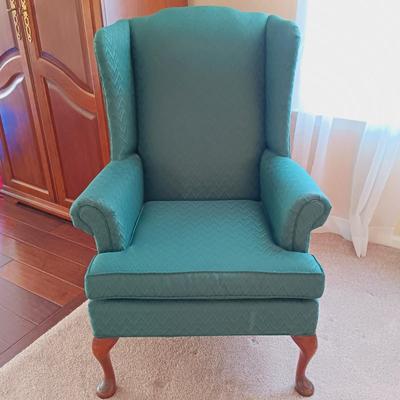 LOT 24: Cochrane Furniture Emerald Green Wingback Chair