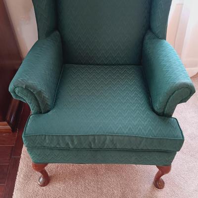 LOT 24: Cochrane Furniture Emerald Green Wingback Chair