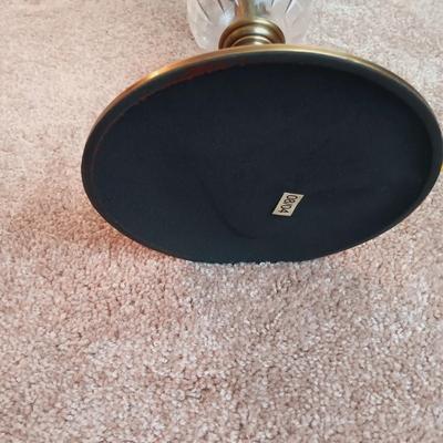 LOT 26: Bombay Concord Cut Glass and Brass Table Lamp with Drop Leaf Side Table