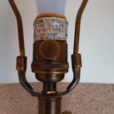 LOT 26: Bombay Concord Cut Glass and Brass Table Lamp with Drop Leaf Side Table