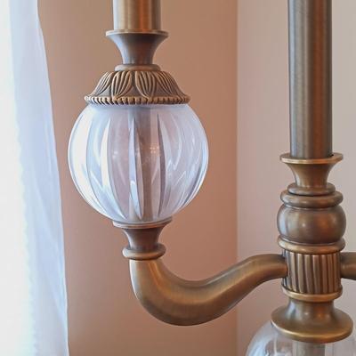 LOT 26: Bombay Concord Cut Glass and Brass Table Lamp with Drop Leaf Side Table