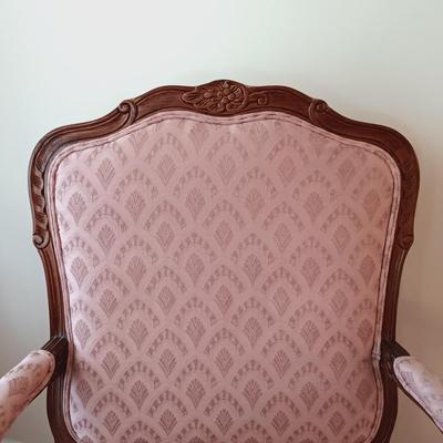 LOT 27: French Provincial-Style Armchair with Wood Coffee Table