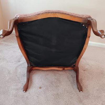 LOT 27: French Provincial-Style Armchair with Wood Coffee Table