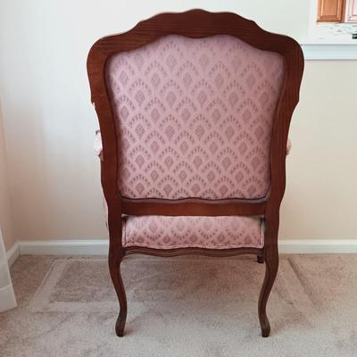 LOT 27: French Provincial-Style Armchair with Wood Coffee Table