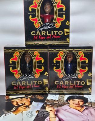 LOT 4: ElPapo del Humo Bobbleheads, Photo of Woman w/ Cigar, and 4 Photos of Man w/ Cigar, One Signed