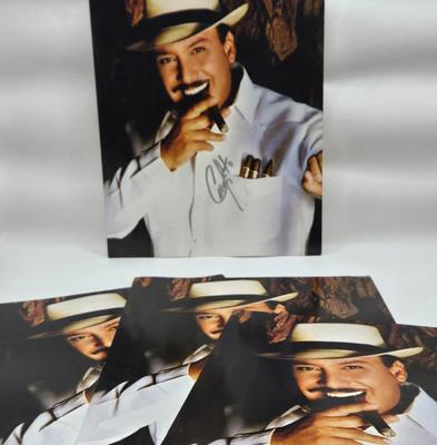 LOT 4: ElPapo del Humo Bobbleheads, Photo of Woman w/ Cigar, and 4 Photos of Man w/ Cigar, One Signed