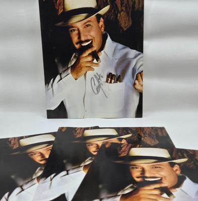 LOT 4: ElPapo del Humo Bobbleheads, Photo of Woman w/ Cigar, and 4 Photos of Man w/ Cigar, One Signed