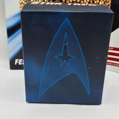 LOT 10: Star Trek Official Starship Collection Including Cell Ship and Fesarius with Books and Classic Star Trek Movie Series Khan...