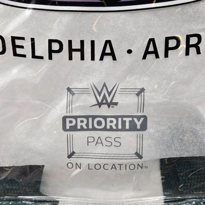 LOT 13: "Are You Ready to Rumble??" Four WrestleMania Priority Hats and Three Clear Tote Bags NWT