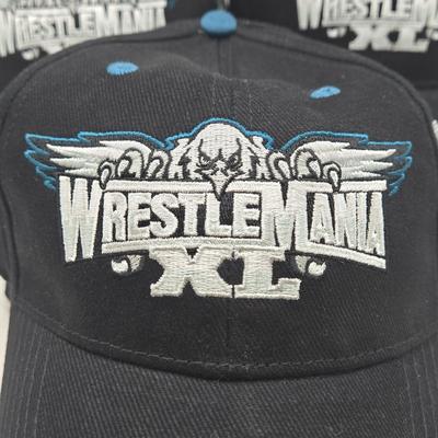 LOT 13: "Are You Ready to Rumble??" Four WrestleMania Priority Hats and Three Clear Tote Bags NWT