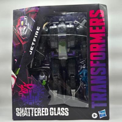 LOT 21: Transformers Shattered Glass Jet Fire and Comic Book NIB