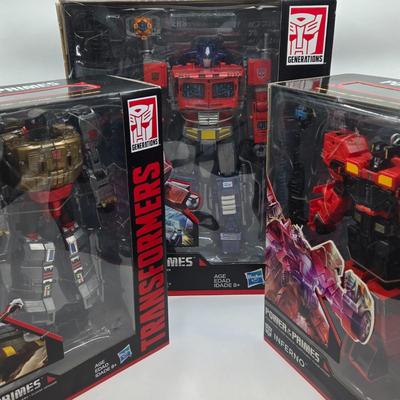 LOT 26: Transformers Power of the Primes Optimus Prime, Inferno, and Dinobot Grimlock NIB