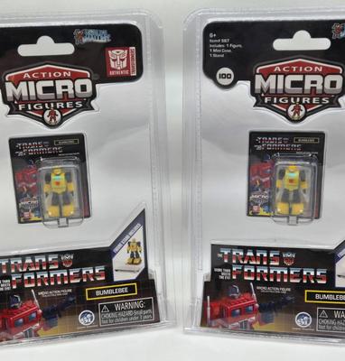 LOT 28: World's Smallest Action Micro Figures/ 3 Optimus Prime and 2 Bumblebees NIP