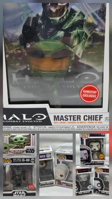 LOT 34: Multiple Funko Pops Including Halo Master Chief, The Child, John Wick, and More NIB