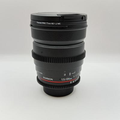 LOT 51: Rokinon T1.5 24mm ED AS IF Wide Angle Lens (for Nikon Cameras) w/ Firecrest IRND 77mm ND 1.2 NC Filter