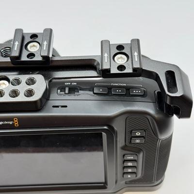LOT 53: BlackMagic Design Pocket Cinema Camera 209-J00204 4k Video Camera, SmallRig Camera Cage & Metabones N/F-MFT Mount Speed...