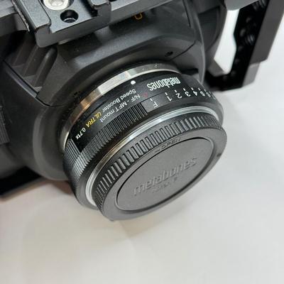 LOT 53: BlackMagic Design Pocket Cinema Camera 209-J00204 4k Video Camera, SmallRig Camera Cage & Metabones N/F-MFT Mount Speed...