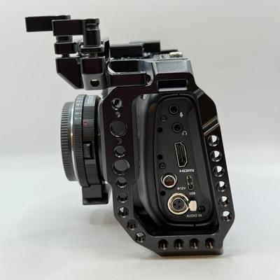 LOT 53: BlackMagic Design Pocket Cinema Camera 209-J00204 4k Video Camera, SmallRig Camera Cage & Metabones N/F-MFT Mount Speed...