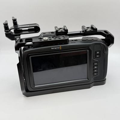 LOT 53: BlackMagic Design Pocket Cinema Camera 209-J00204 4k Video Camera, SmallRig Camera Cage & Metabones N/F-MFT Mount Speed...