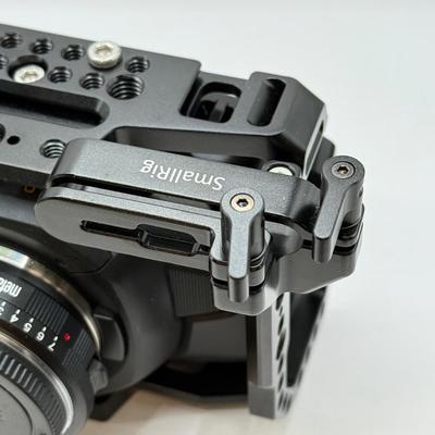 LOT 53: BlackMagic Design Pocket Cinema Camera 209-J00204 4k Video Camera, SmallRig Camera Cage & Metabones N/F-MFT Mount Speed...