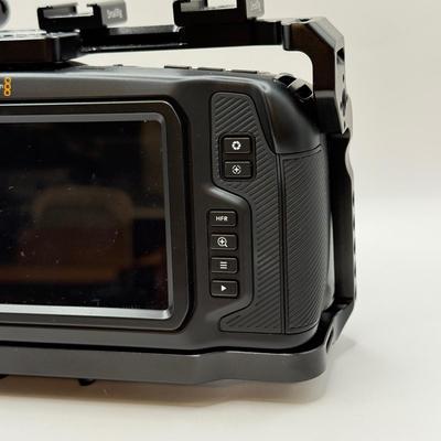 LOT 54: BlackMagic Design Pocket Cinema Camera 209-J00204 4k Video Camera, SmallRig Camera Cage & Metabones N/F-MFT Mount Speed...