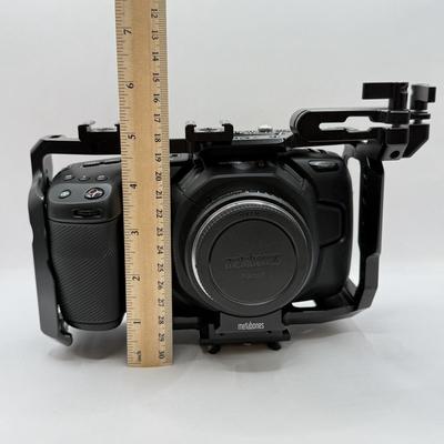 LOT 54: BlackMagic Design Pocket Cinema Camera 209-J00204 4k Video Camera, SmallRig Camera Cage & Metabones N/F-MFT Mount Speed...