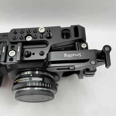 LOT 54: BlackMagic Design Pocket Cinema Camera 209-J00204 4k Video Camera, SmallRig Camera Cage & Metabones N/F-MFT Mount Speed...