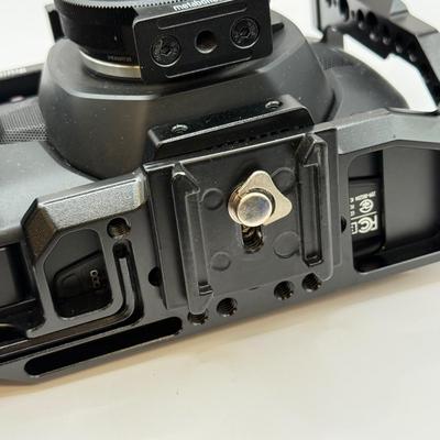 LOT 54: BlackMagic Design Pocket Cinema Camera 209-J00204 4k Video Camera, SmallRig Camera Cage & Metabones N/F-MFT Mount Speed...