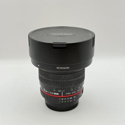 LOT 56: Rokinon 8mm 1:3.5 f/3.5 Fisheye CSII Lens w/ Hood (for Nikon Cameras)