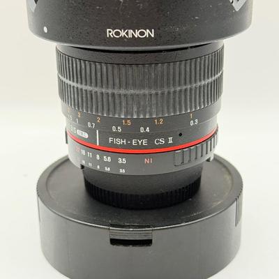 LOT 56: Rokinon 8mm 1:3.5 f/3.5 Fisheye CSII Lens w/ Hood (for Nikon Cameras)