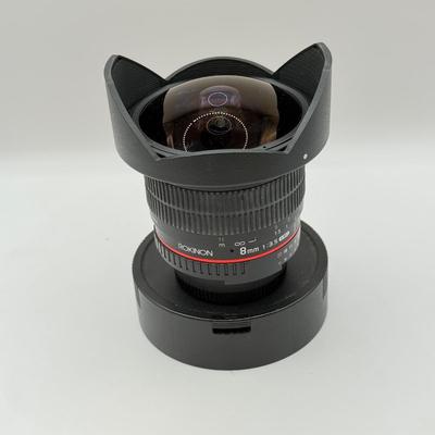 LOT 56: Rokinon 8mm 1:3.5 f/3.5 Fisheye CSII Lens w/ Hood (for Nikon Cameras)