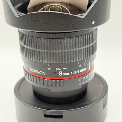 LOT 56: Rokinon 8mm 1:3.5 f/3.5 Fisheye CSII Lens w/ Hood (for Nikon Cameras)