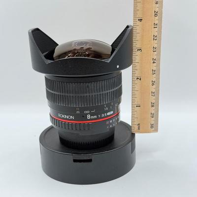 LOT 56: Rokinon 8mm 1:3.5 f/3.5 Fisheye CSII Lens w/ Hood (for Nikon Cameras)