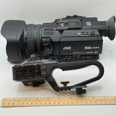 LOT 81: JVC 4k Memory Card Video Camera Recorder Model GY-HM170U w/ JVC KA-HU1 Top Handle Unit