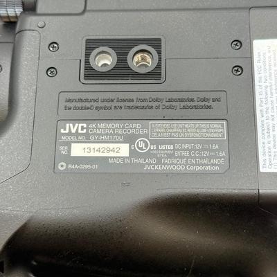 LOT 81: JVC 4k Memory Card Video Camera Recorder Model GY-HM170U w/ JVC KA-HU1 Top Handle Unit