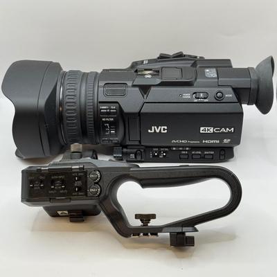 LOT 81: JVC 4k Memory Card Video Camera Recorder Model GY-HM170U w/ JVC KA-HU1 Top Handle Unit