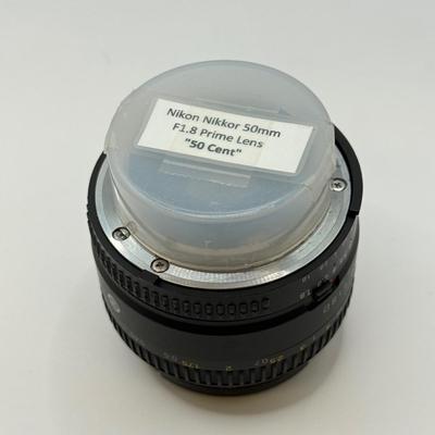 LOT 83: Nikon AF Nikkor 50mm 1:1.8 D f/1.8 Prime Lens w/ 52mm Calumet Traditional UV Filter & Nikon Speedlight SB-600 External Flash