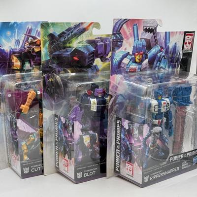 LOT 85: NRFB 2017 Hasbro Transformers Generations Power of the Primes Deluxe Class Terrorcon Action Figures: Rippersnapper, Blot &...