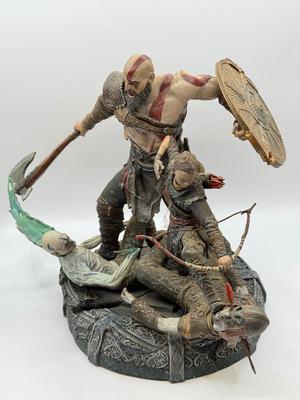 LOT 89: Sony Entertainment God of War Statue, Ascension Kratos Figure & NECA God of War 3 Kratos Action Figure