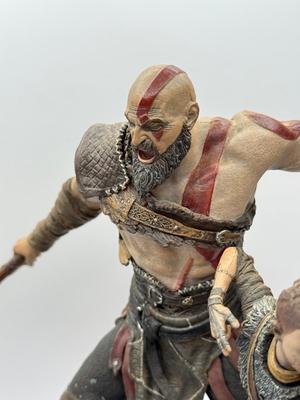 LOT 89: Sony Entertainment God of War Statue, Ascension Kratos Figure & NECA God of War 3 Kratos Action Figure