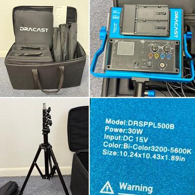 LOT 94: Three Dracast S Series Plus Studio Lights w/ Stands Model DRSPPL500B