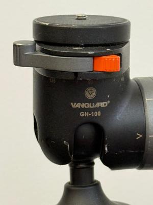 LOT 100: Manfrotto Compact Action Tripod & Tripod w/ Attachments w/ Accessories: Vanguard GH-100 Fluid Head