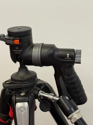 LOT 100: Manfrotto Compact Action Tripod & Tripod w/ Attachments w/ Accessories: Vanguard GH-100 Fluid Head