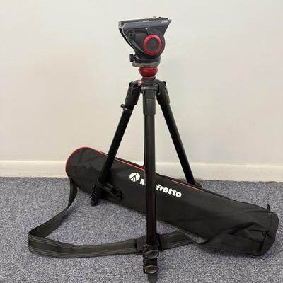 LOT 142: Manfrotto 755XB Tripod made in Italy & Small Red and Grey Tripod