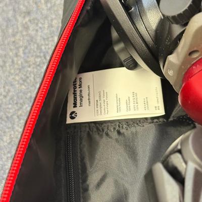 LOT 142: Manfrotto 755XB Tripod made in Italy & Small Red and Grey Tripod
