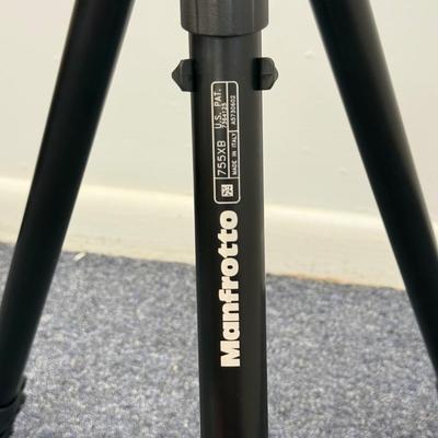 LOT 142: Manfrotto 755XB Tripod made in Italy & Small Red and Grey Tripod